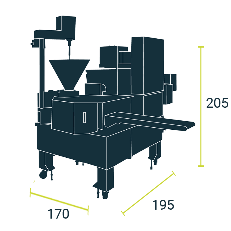 Esquema da máquina de fazer gyoza TX16